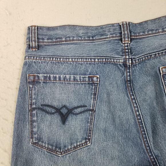 DKNY Jeans Jeans Mens 34x32 Blue Straight Leg Denim Embroidered Pockets Cotton - Picture 7 of 16